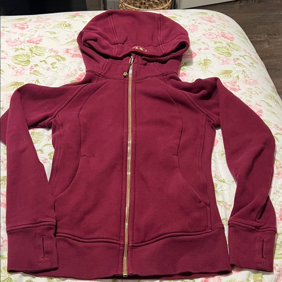 Lululemon Athletica Burgundy Gold Zipper Hoodie - Picture 1 of 10